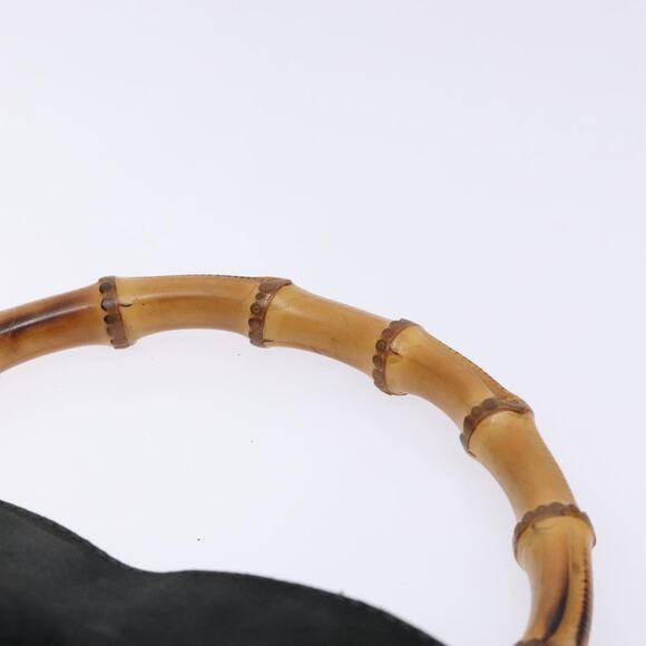 GUCCI Bamboo Hand Bag Suede Black Gold 001 001 - Picture 8 of 12